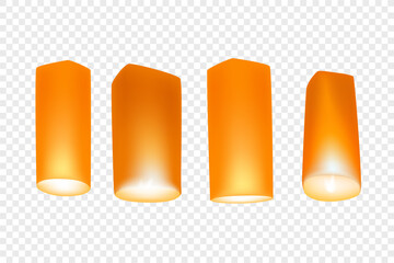 Poster - Loy krathong festival lanters vector clipart isolated on transparent background