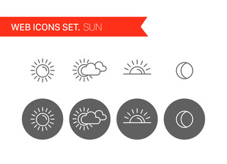 Poster - Sun thin line icons vector set