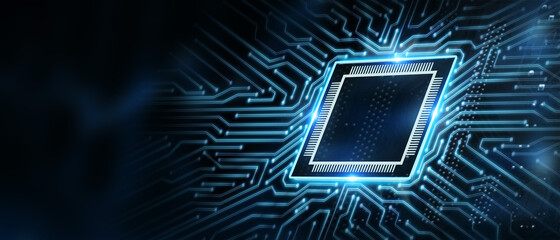 Business, Technology, Internet and network concept. Virtual screen with chip icon