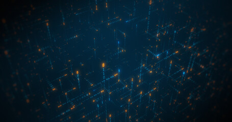 Poster - Abstract Data Center Technologies. critical asset networked computers and storage that businesses and other organizations use to organize, process, store and disseminate large data. 3D render