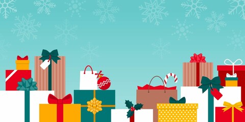 colorful christmas gifts under the snow
