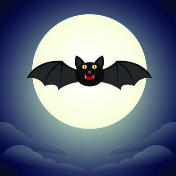halloween background with bats and moon