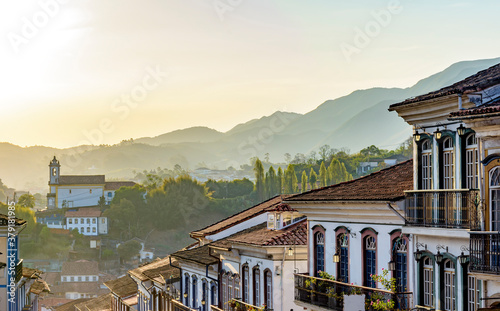Fotomural Old houses and churches in colonial architecture from the 18th century in the hi