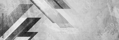 Fotomural Grey grunge stripes abstract tech banner design