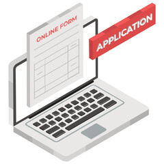 Canvas Print - 
Paper inside laptop, online form icon in isometric style 
