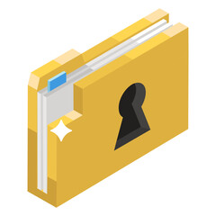 Canvas Print - 
Keyhole on a folder, data lock in isometric style 
