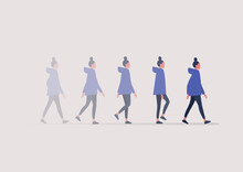 A Young Female Character Walking In A Blurred Motion, An Animation Sequence