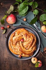 Wall Mural - Twisted pie with apple and cinnamon filling