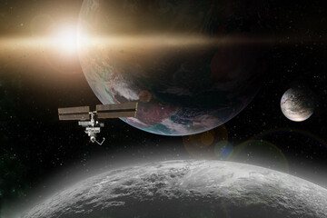 Wall Mural - Iss exploration mission in the solar system Elements of this image furnished by NASA