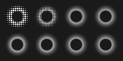 Poster - Abstract dotted circles halftone set pop art design texture
