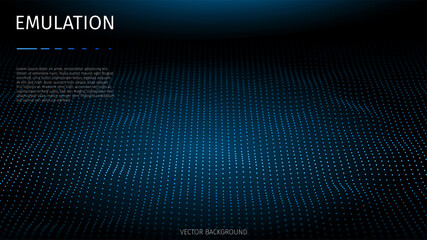 Poster - Abstract technology particle background. Big data, artificial intelligence, music hud. Blockchain and cryptocurrency. Vector
