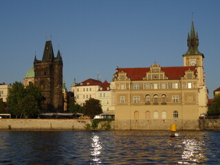 Canvas Print - Altstädter Prager Moldauufe im Abendlicht