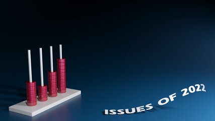 Poster - Blue background with abacus for ISSUES OF 2022 - 3D Rendering illustration