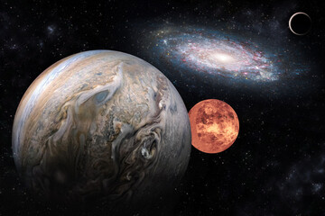 Wall Mural - Andromeda with planets deep space fantasy background image Elements of this image furnished by NASA