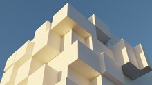 An Abstract White Building Against The Blue Sky.  3D Rendering.