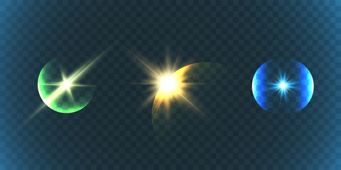 Poster -  Light effect with glare elements, bright star, vector illustration.)