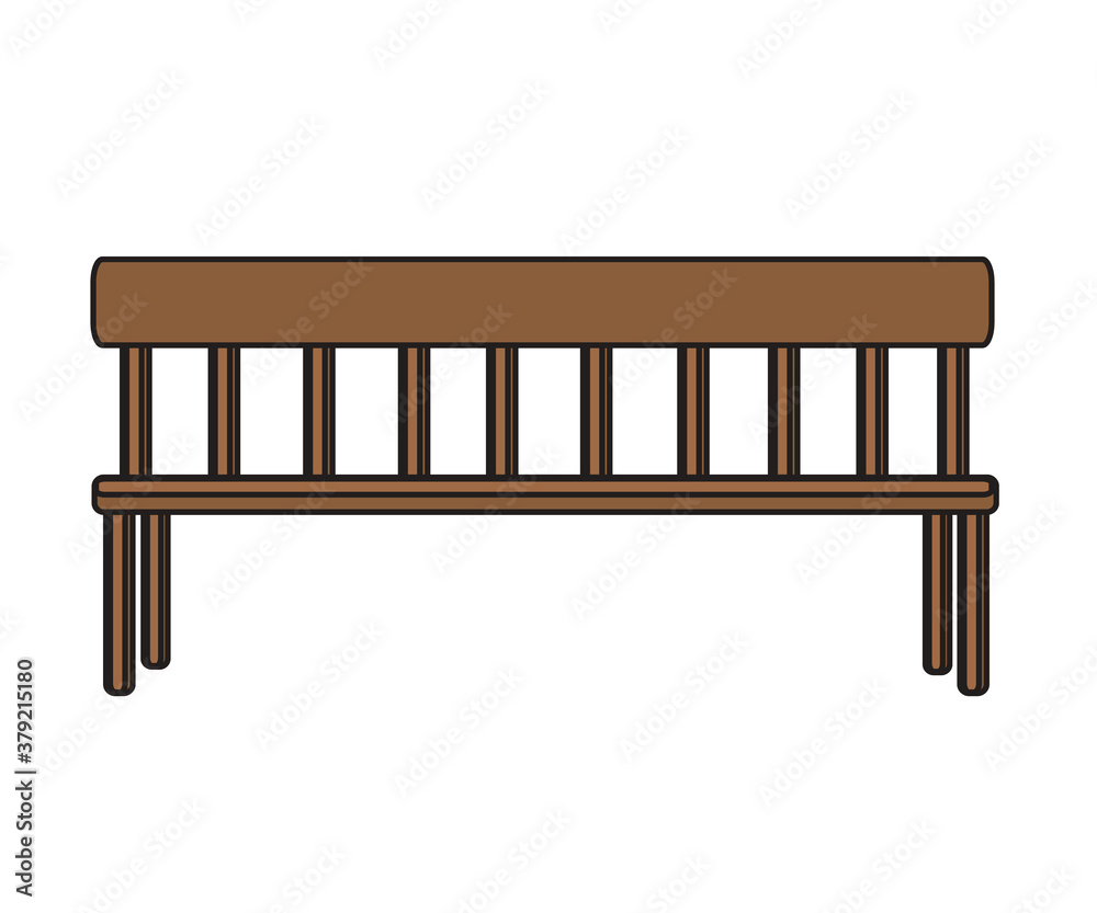 Wooden bench on a white background. Cartoon. Vector illustration.