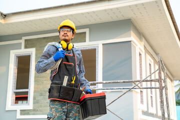 Poster - Electrician working at the construction site,Engineer,Construction concept.