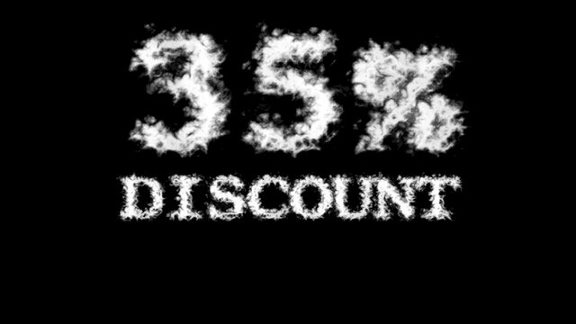 35% discount cloud text effect black isolated background. animated text effect with high visual impact. letter and text effect. 