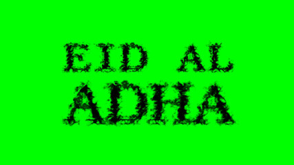 Poster - Eid Al Adha smoke text effect green isolated background. animated text effect with high visual impact. letter and text effect. 