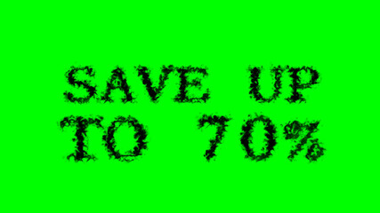 Fototapete - Save Up To 70% smoke text effect green isolated background. animated text effect with high visual impact. letter and text effect. 