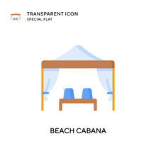 Beach Cabana Vector Icon. Flat Style Illustration. EPS 10 Vector.