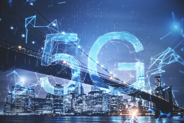 Aufkleber - Hi-speed mobile internet concept with 5G hologram sign