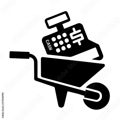 Cash register in wheelbarrow / Kasa fiskalna na taczce Poster Mural XXL