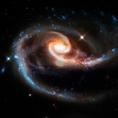 Wall Mural - spiral nebula and light ray in deep space. elements of this image furnished by nasa