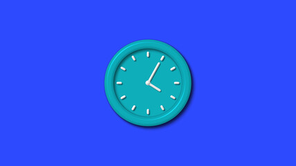 Amazing 12 hours 3d wall clock on blue background,wall clock