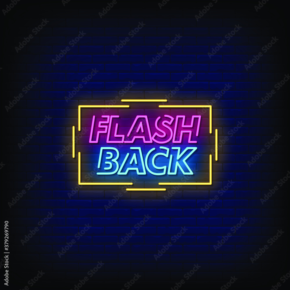 Flashback Neon Signs Style Text Vector - obrazy, fototapety, plakaty 