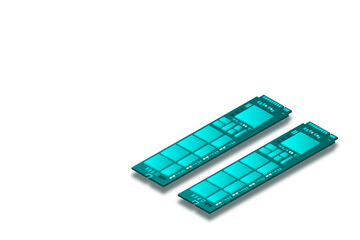 Poster - nvme express m.2 memory realistic 3d isometric illustration, random access memory, personal computer
