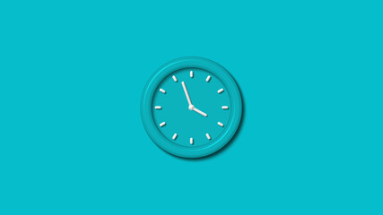 Beautiful 3d wall clock isolated on cyan background,3d wall clock 