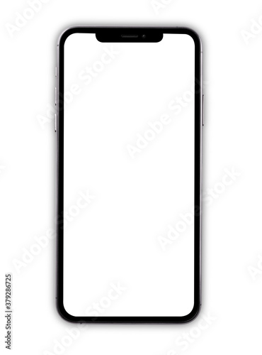 Cuadros en Lienzo Closeup modern digital black Smartphone mobile mock up blank front screen isolat