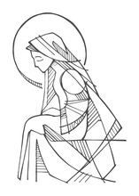 Virgin Mary Hand Drawn Illustration