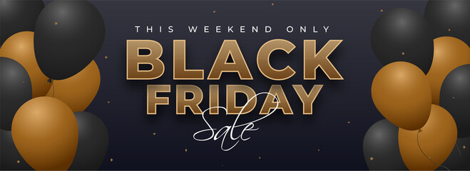 Wall Mural - Black Friday Sale Header or Banner Design Decorated with Balloons in Two Color.