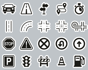 Poster - Traffic Icons Black & White Sticker Set Big