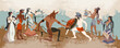 © Matrioshka - Ancient Greece scene. Hunting for a Minotaur, gods, fighter. Knossos murals mythology