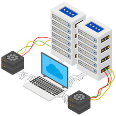 Wall Mural - server room vector in isometric design