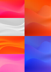 Wall Mural - Set of soft wavy lines abstract backgrounds. Ideal for business card, banner, brochure & flyer cover design or website landing page.