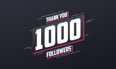 Thank you 1000 followers, Greeting card template for social networks.