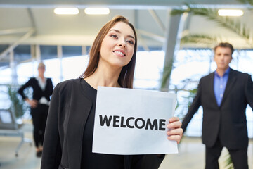 Canvas Print - Welcome Schild zur Begrüßung am Flughafen