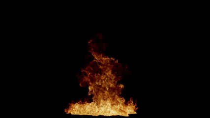 Flames on the ground, burning fire detail, black background with alpha