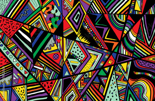 Obraz na plátně Abstract ethnic background is from different geometric shapes