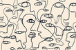 © Irina - Continuous line, drawing of faces, fashion minimalist concept, vector illustration. Modern fashionable pattern.