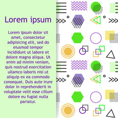 Poster - Memphis style with geometric pattern, vector illustration with geometric figures. Trendy seamless pattern.