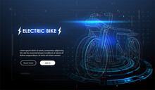 Electric Bicycle With Motor. Eco Alternative City Transport. Futuristic Concept Template.
