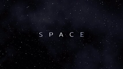 VFX Starry night background with metal text, dark blue nature galaxy view star lines & cloudy time lapse. Silver text title space with fully stars & clouds visual effect background.