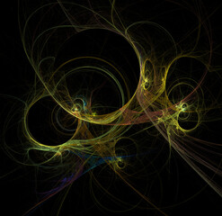 Fototapete - 3D visualization and isolated abstract fractal on a black background. The abstract computer is generated by a fractal design.