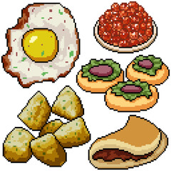 Canvas Print - pixel art set isolated breakfast snack